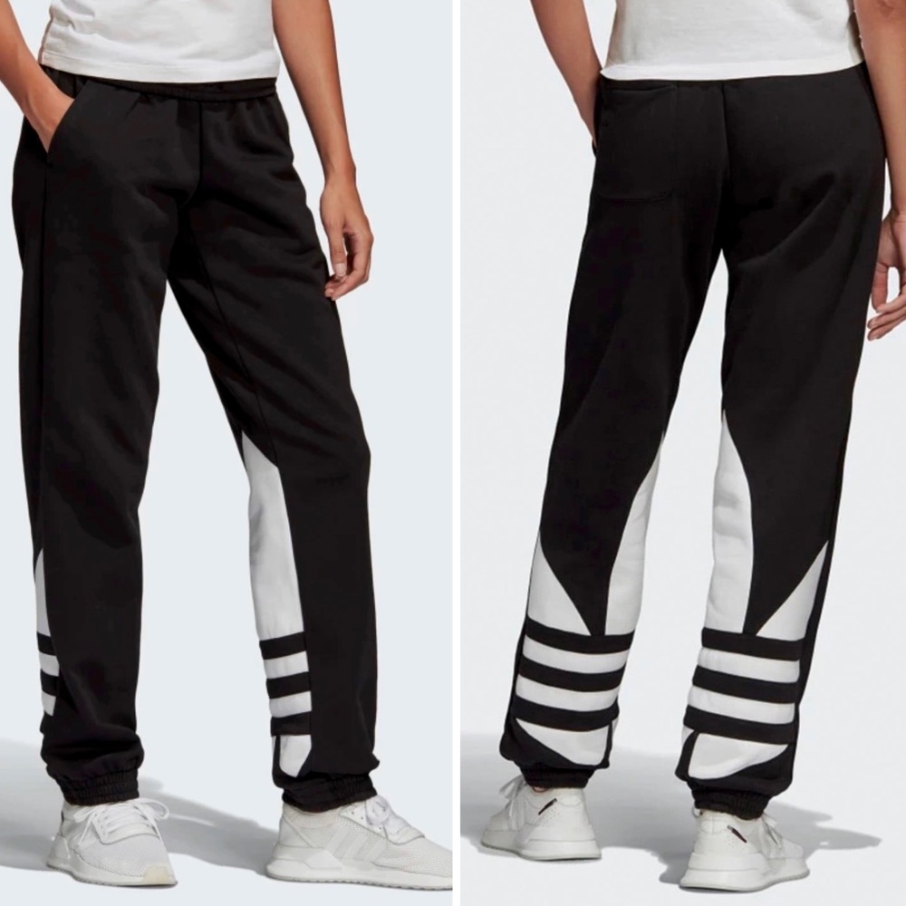 Adidas Originals Oversized Trefoil Logo Sweatpants in Black